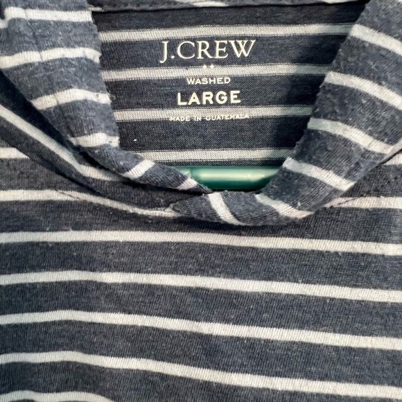 J. Crew Wash Blue Striped Long Sleeve Lightweight Hoodie - Picture 3 of 3